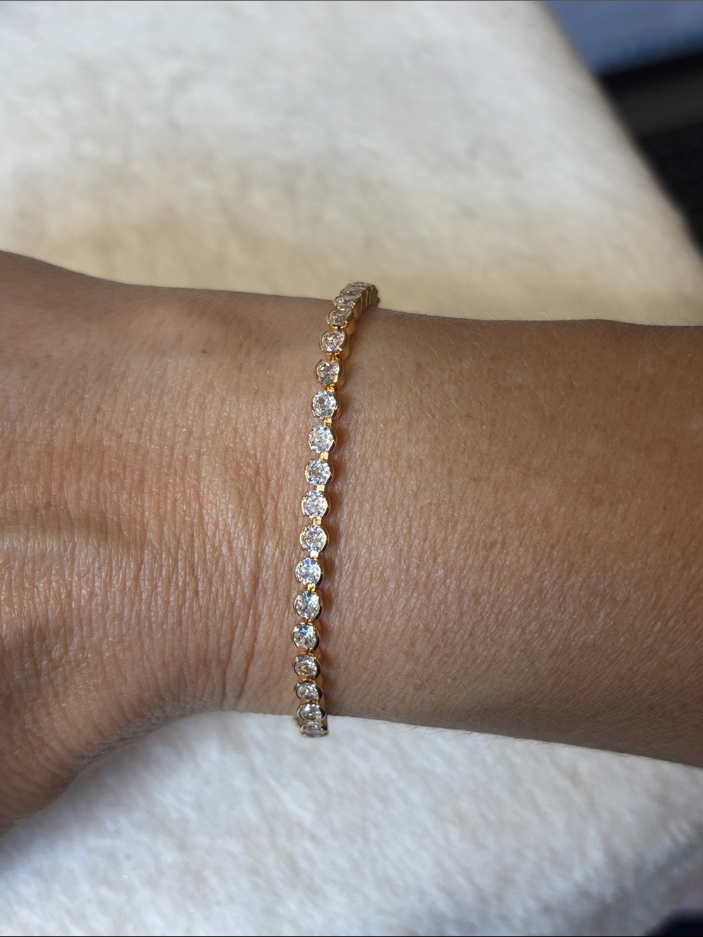 CZ Bezel Set Tennis Bracelet 18k Rose Gold Plated Removable Extender - Picture 5 of 5